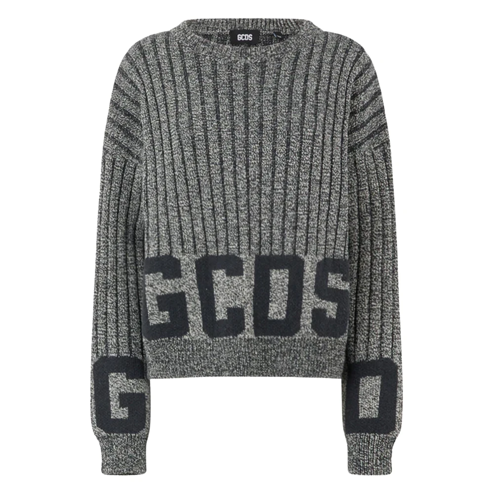 Gcds Geribbelde Logo Trui Gray Dames