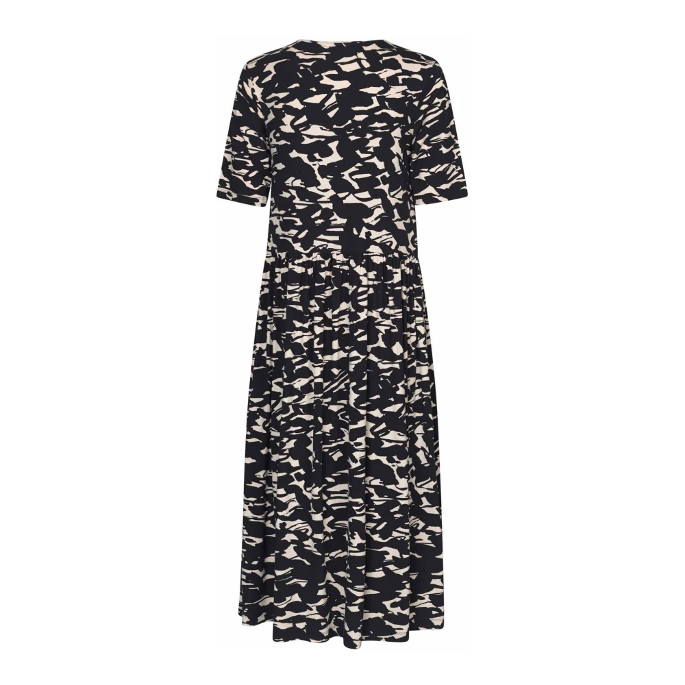 Masai Zwarte Jurk met ½ Mouwen en Print Black Dames