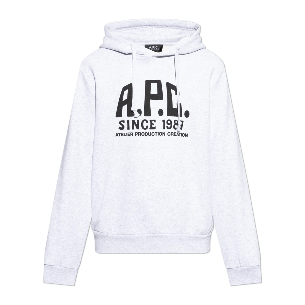 A.p.c. Uomo Grigio Felpa Con Cappuccio