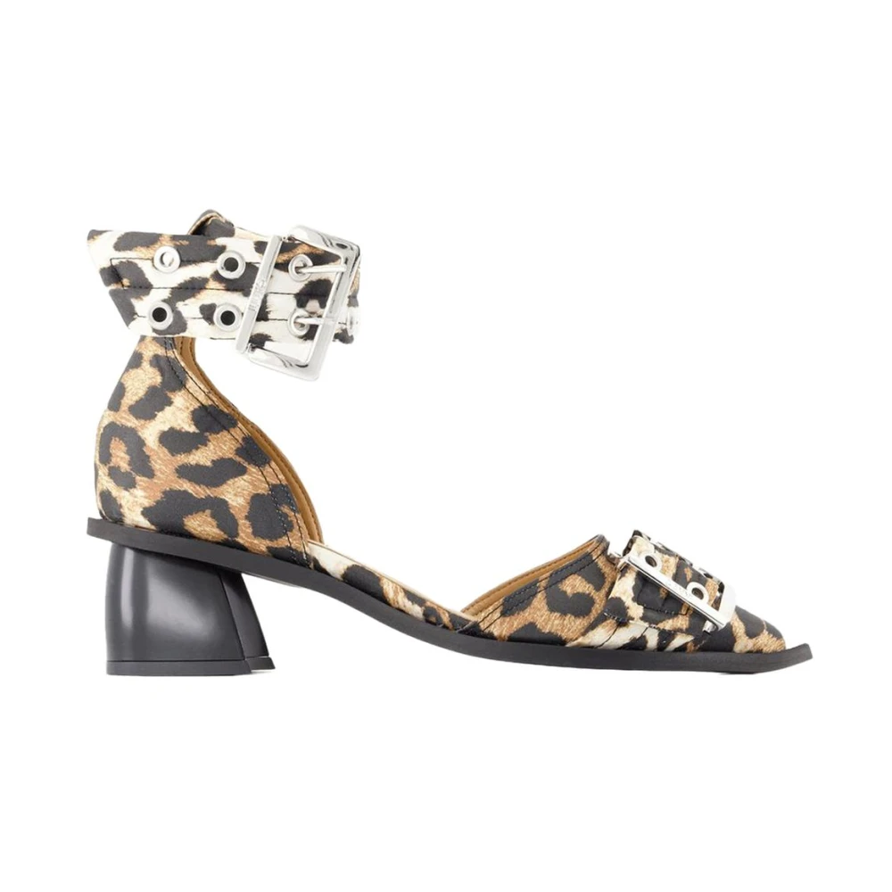Ganni Luipaardprint Blokhak Sandalen