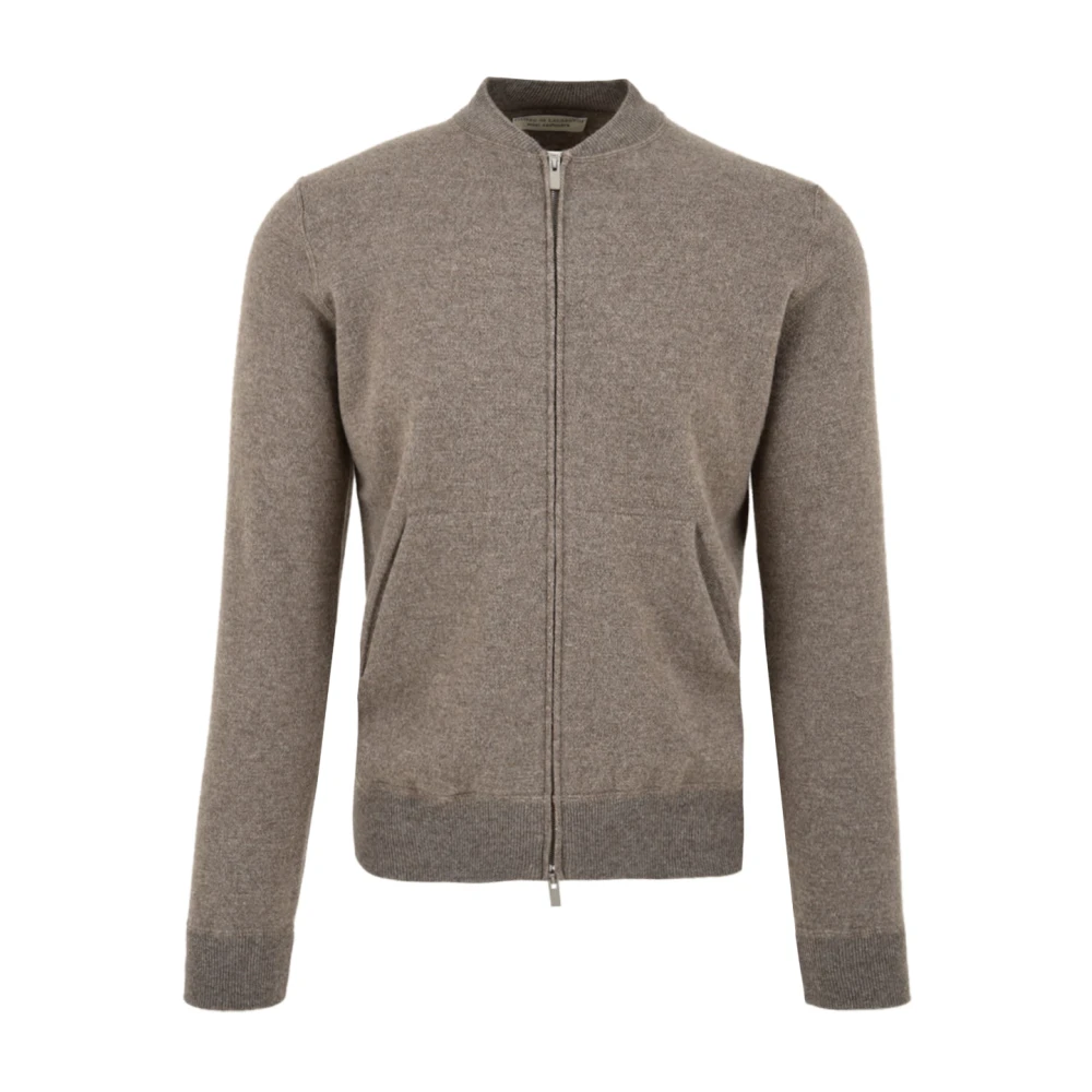 Filippo De Laurentiis Men's Gray Zip-Throughs, S, Dove Grey Jumpers For