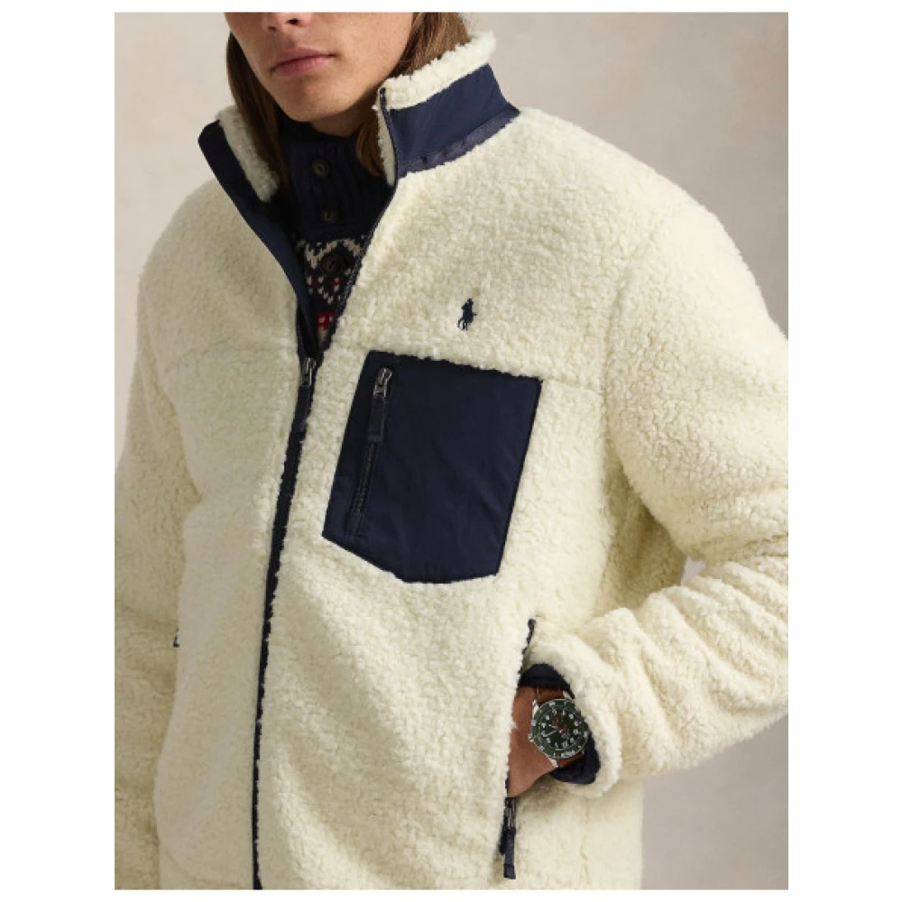 Polo Ralph Lauren Hybride Fleece Jas met Contrasterende Details Beige Heren