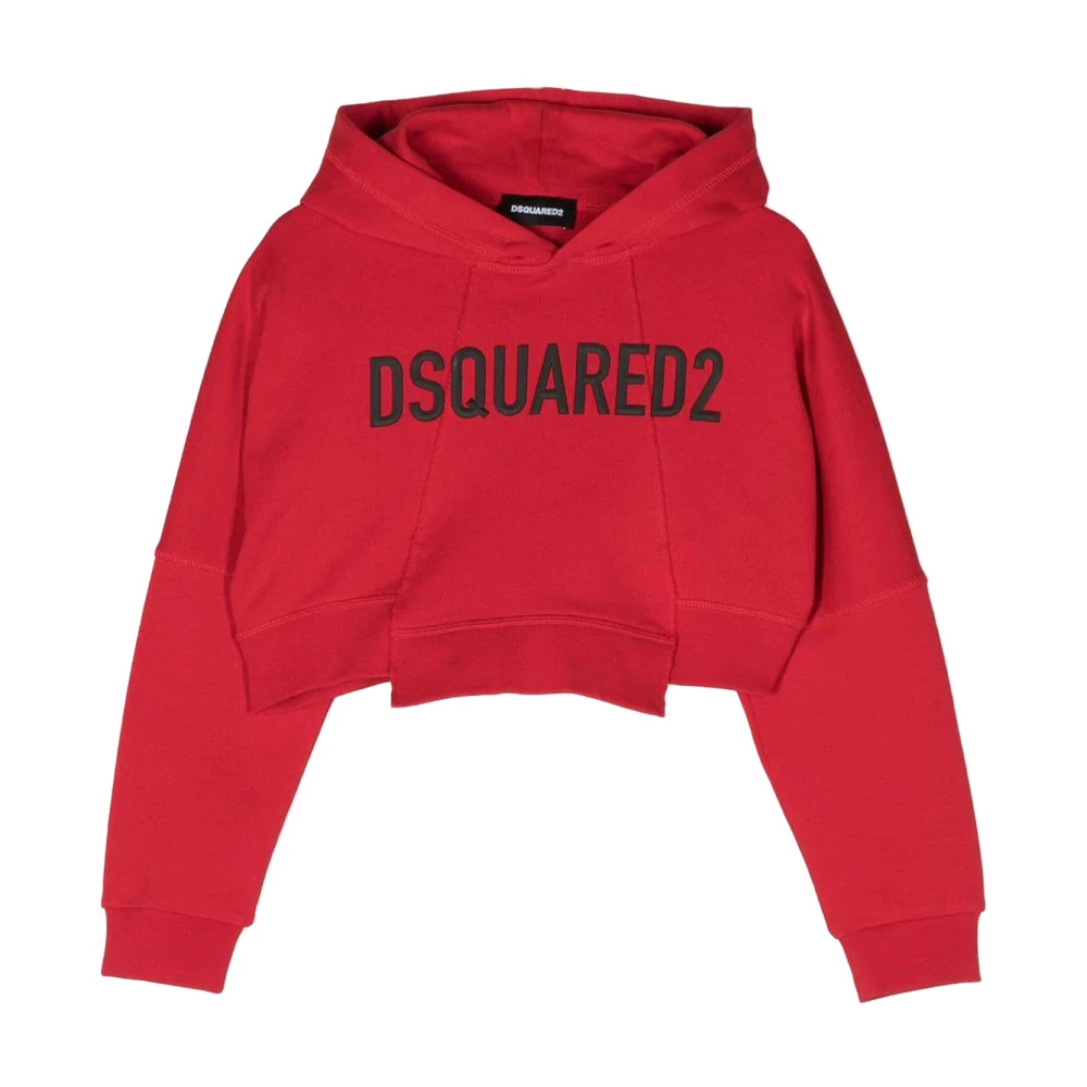 Dsquared2 Cropped Hoodie Sweatshirt med Print Red, Flicka