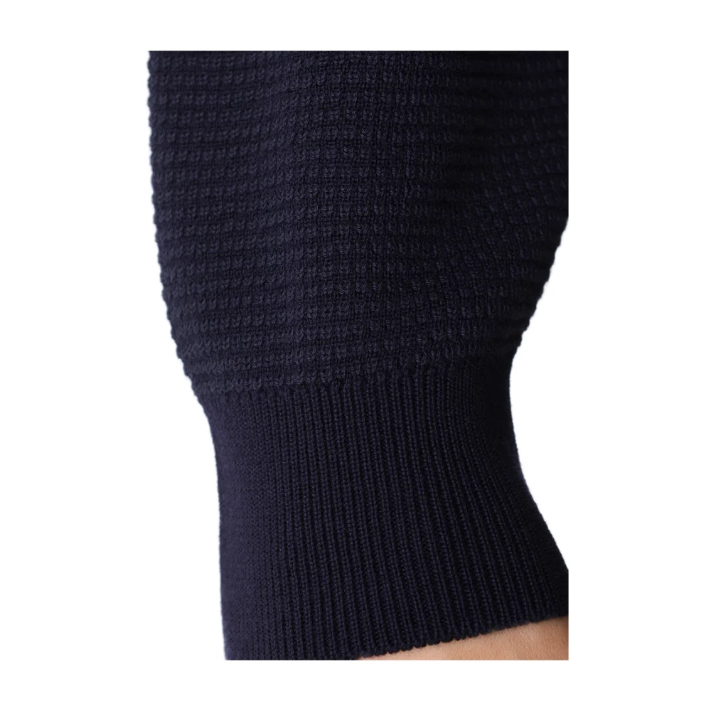 Boss Crewneck Textured Sweater Blue Heren