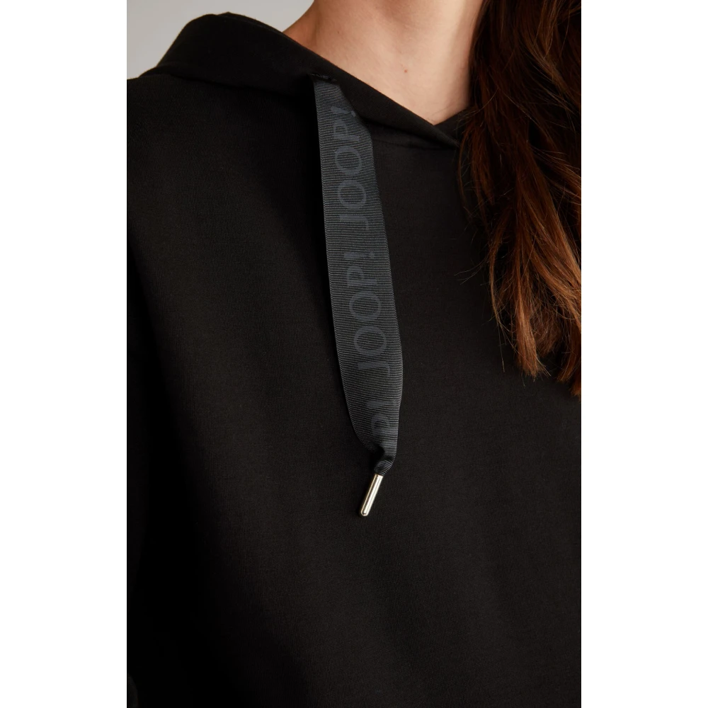 Joop! Zwarte sportieve stijl hoodie met logodetails Black Dames