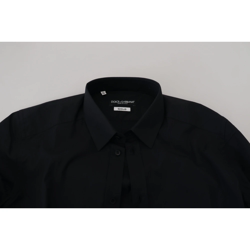 Dolce & Gabbana Elegante zwarte katoenen overhemd Black Heren