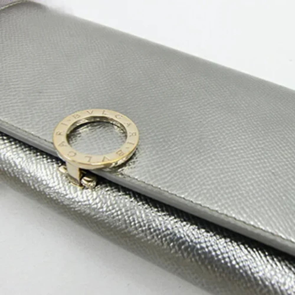 Bvlgari Vintage Pre-owned Leather wallets Gray Dames