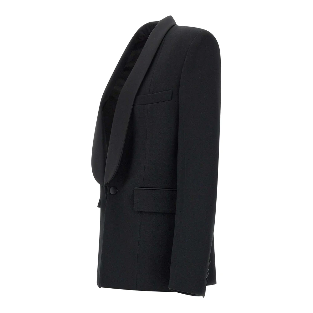 Victoria Beckham Luxe Zwarte Zijde-Blend Blazer Black Dames