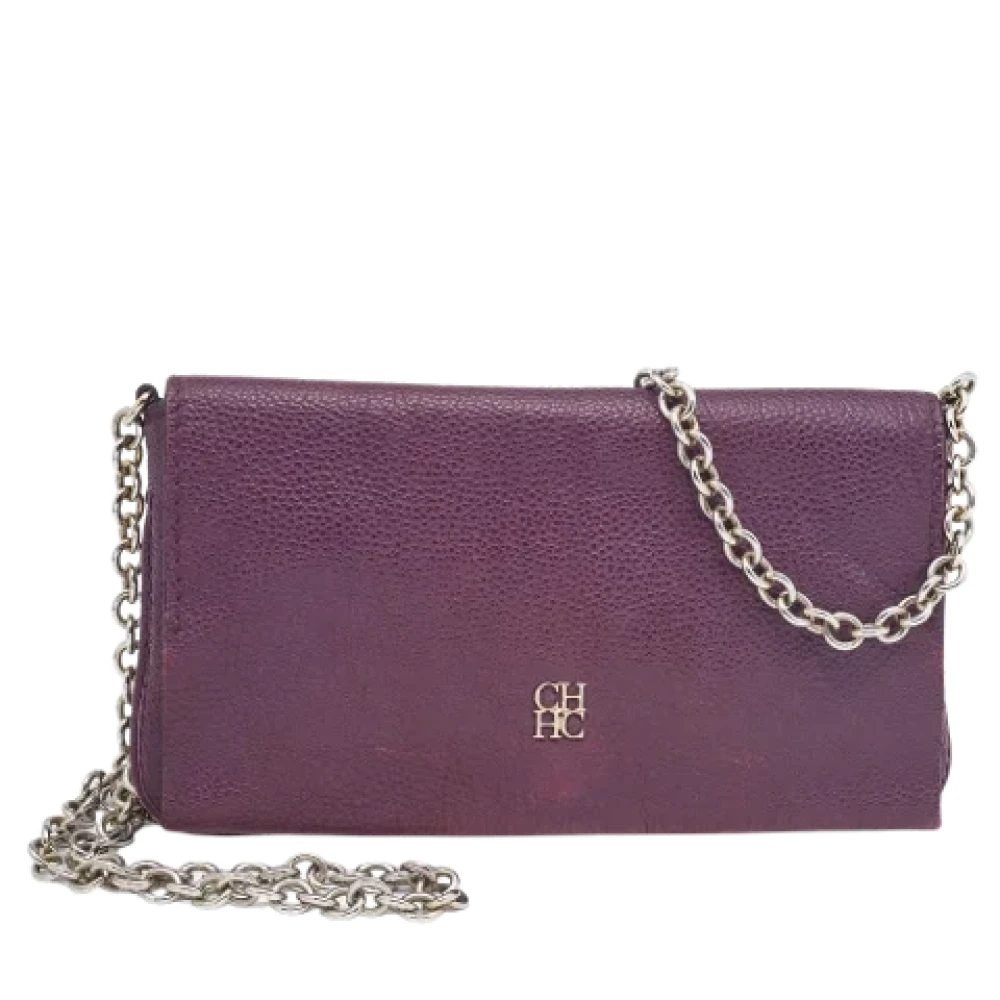 Carolina Herrera Pre-owned Leather shoulder-bags Purple Dames
