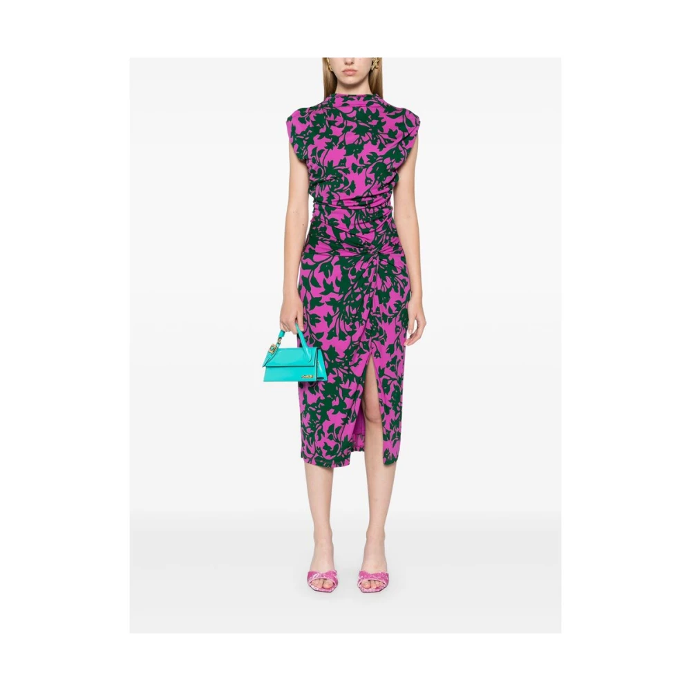 Diane Von Furstenberg Bloemenprint Jurk met Knoopdetails Multicolor Dames