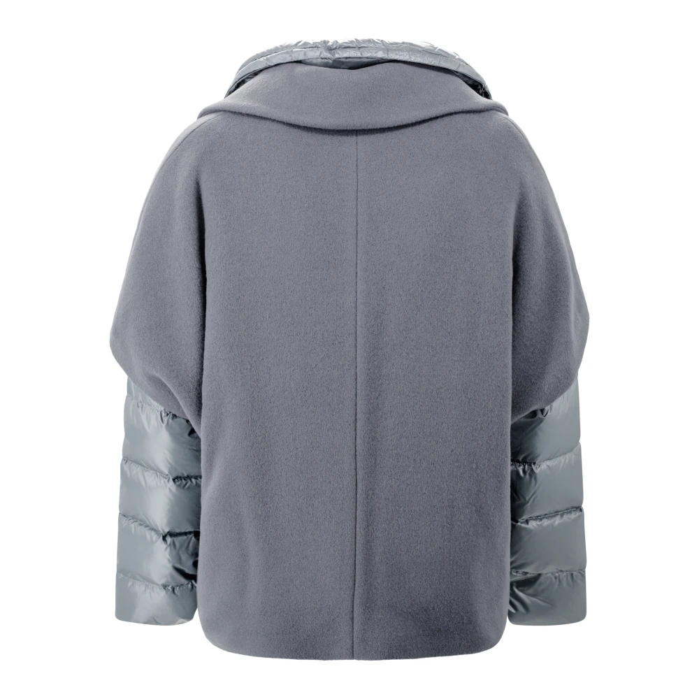 Herno Denim Wollen Jas Gelaagd Design Blue Dames