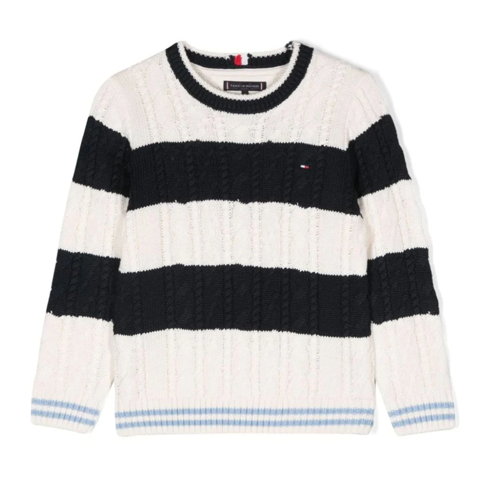 Tommy Hilfiger Randig Stickad Topp White, Unisex