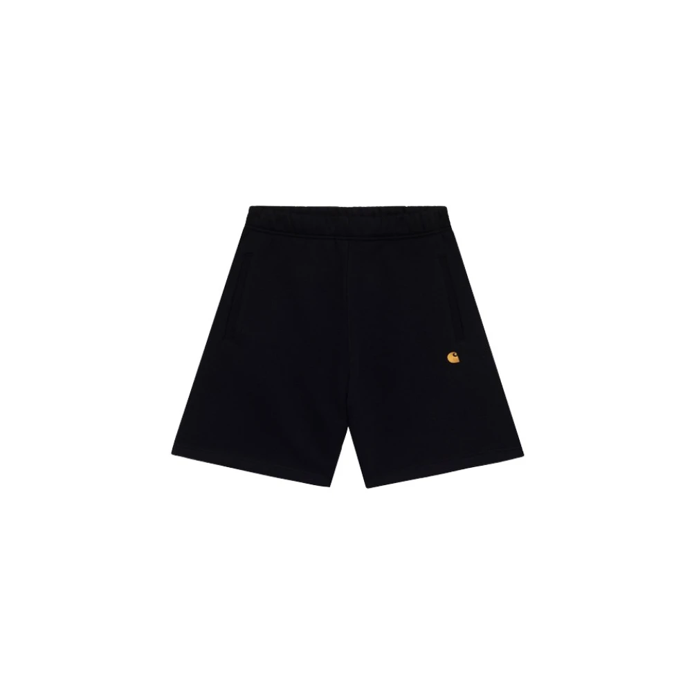 Carhartt WIP Shorts met elastische hoge taille in effen kleur stof Black Heren