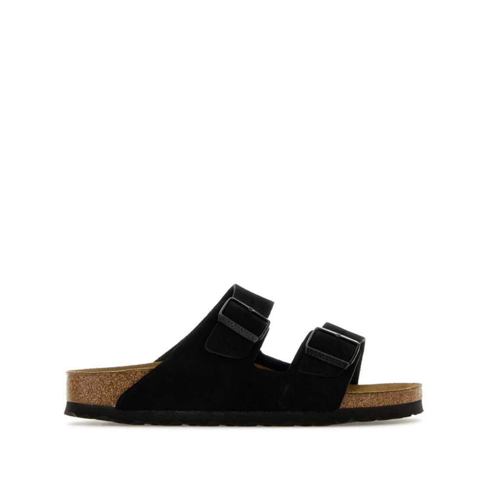 Birkenstock Women's Black Sliders, 9 Uk, Arizona Suede Leather Narrow Fit