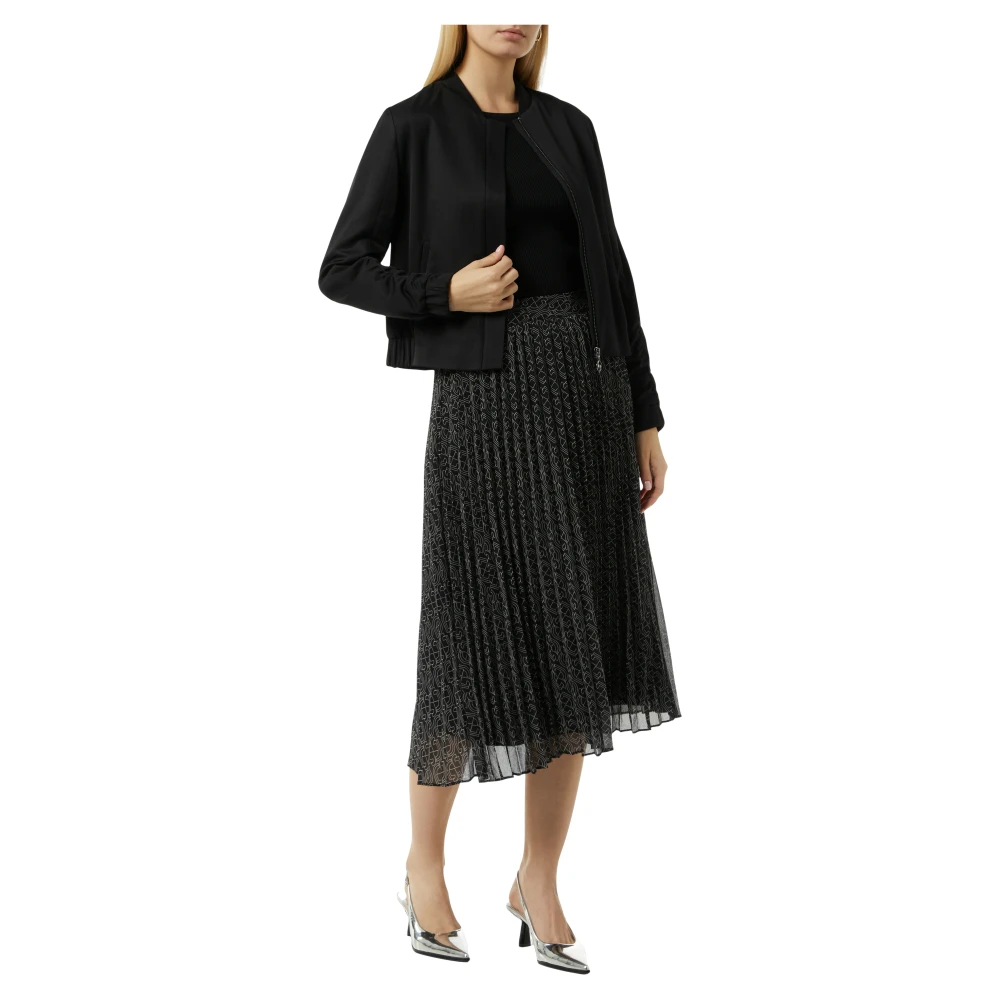 comma Geplooide rok met logopatroon Black Dames