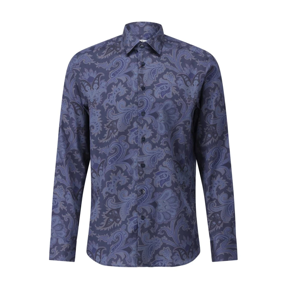 ETRO Paisley Patroon Katoenen Overhemd Blue Heren