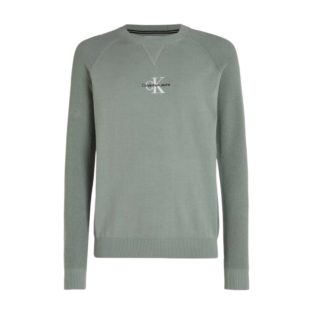 Calvin Klein Men's Gray Round-Neck Knitwear, Xl, Stylish Shirt For