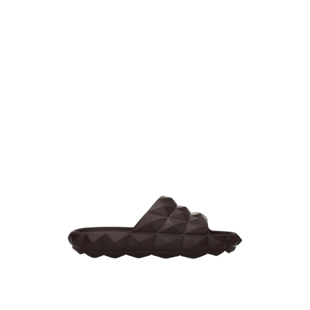 Valentino Garavani Cotton Slipper With Mid Heels And Open Toe - Male - Sliders - Brown - 6 Uk - Shoes