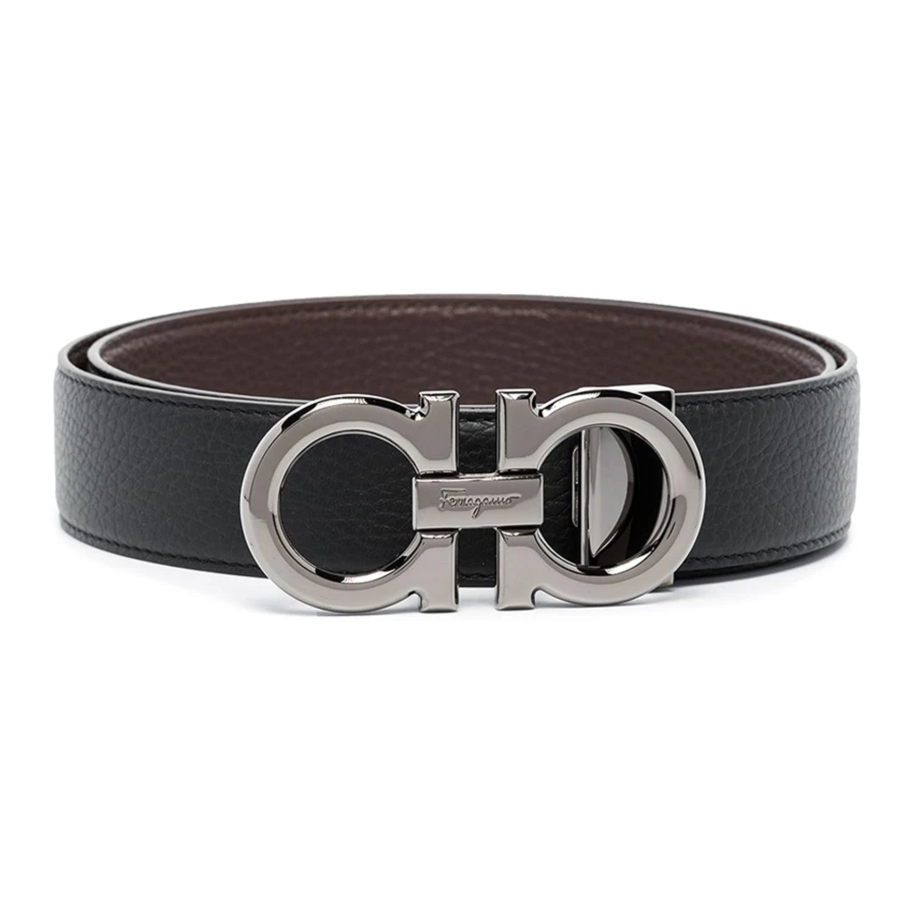 Ferragamo Men's Black Gancini Belt - Belts - 90 Cm - Accessories