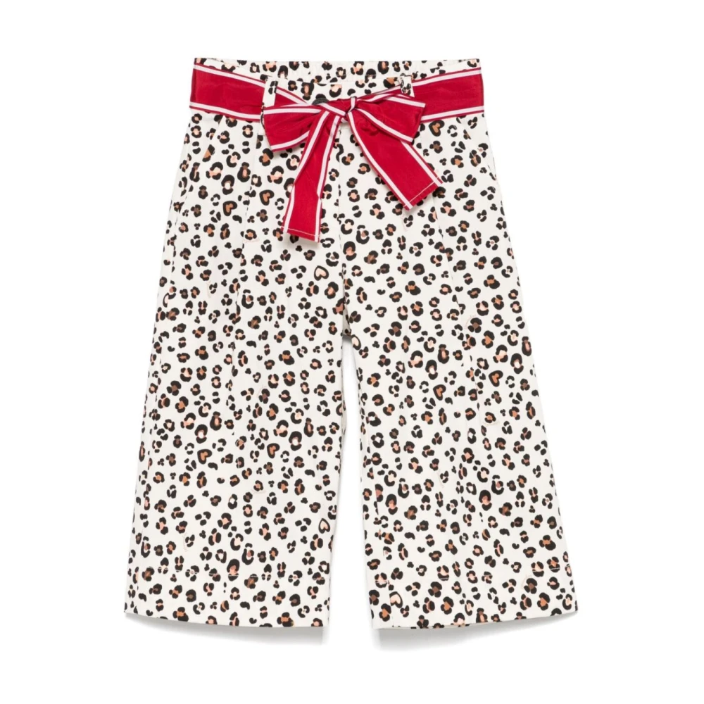 Monnalisa Girls Multicolor Cropped Gabardine Trousers Multicolour - Trousers - 8 Y - Kids