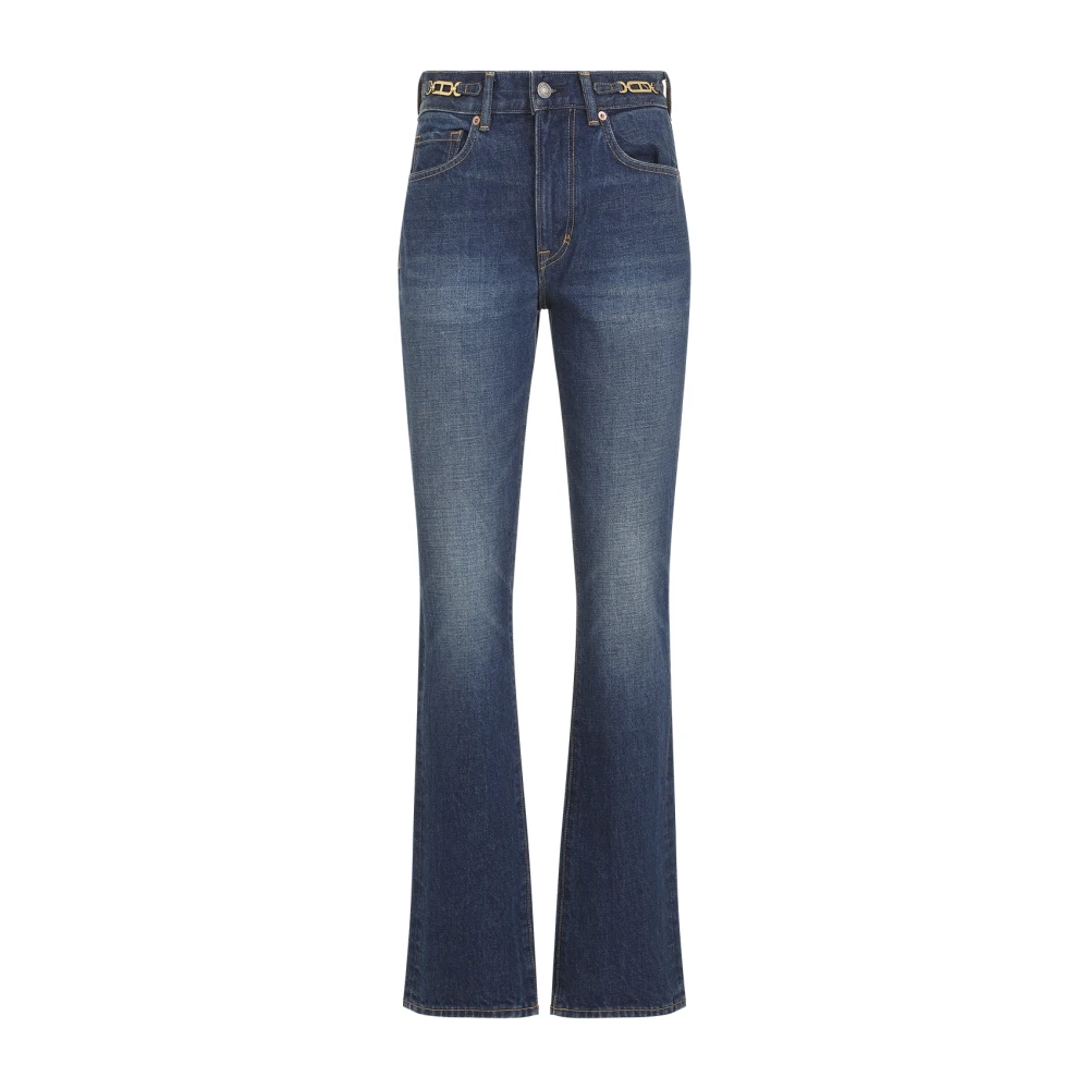 Tom Ford Blauwe High-Waisted Straight Leg Jeans Blue Dames