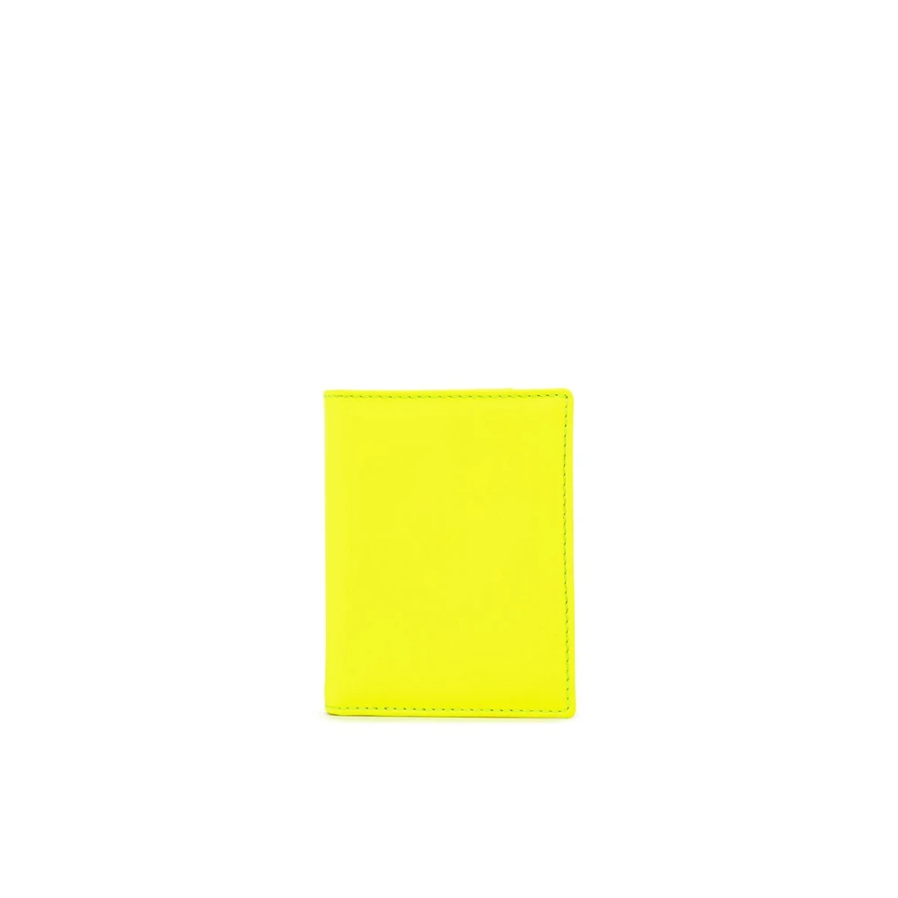 Comme des Garçons Fluorescerende Roze Leren Kaarthouder Yellow Dames