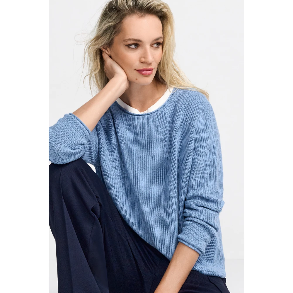 Rich & Royal Naadloze Crew-neck Cardigan Blue Dames