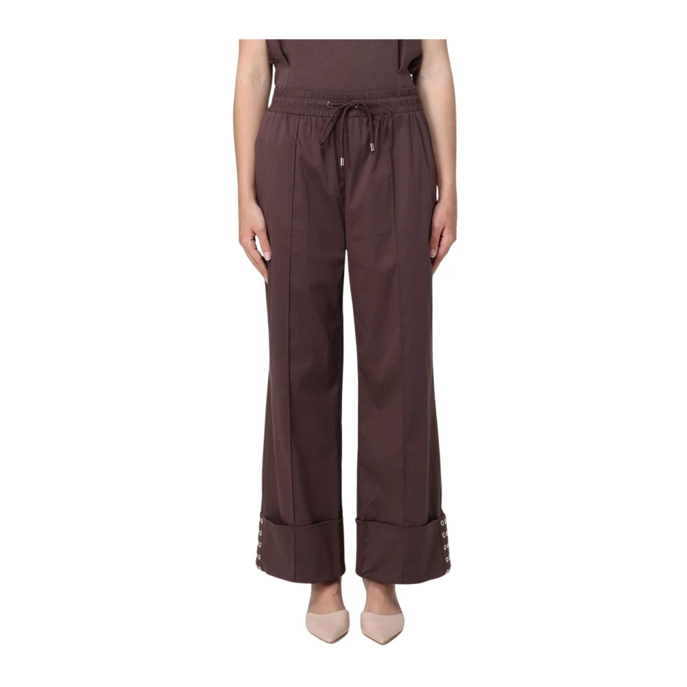 Liu Jo Women's Brown Wide Trousers, Xs, Pantalone In Felpa