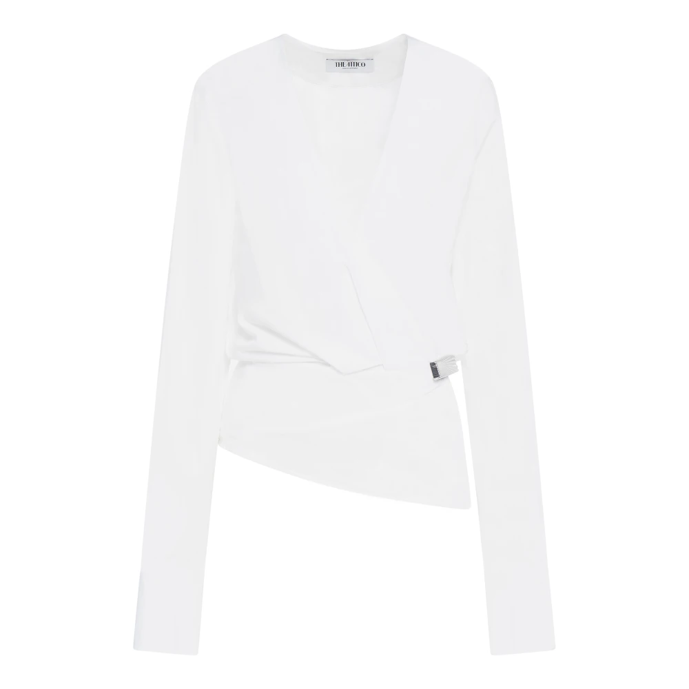 The Attico Women's White Wrap-Design Blouse - Blouses - L - Blouses & Shirts