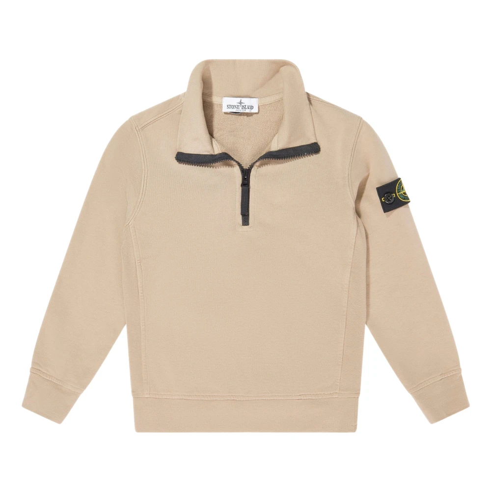 Stone Island Boys Beige Half Zip Sweatshirt - Kids Sweatshirts - 8 Y - Kids