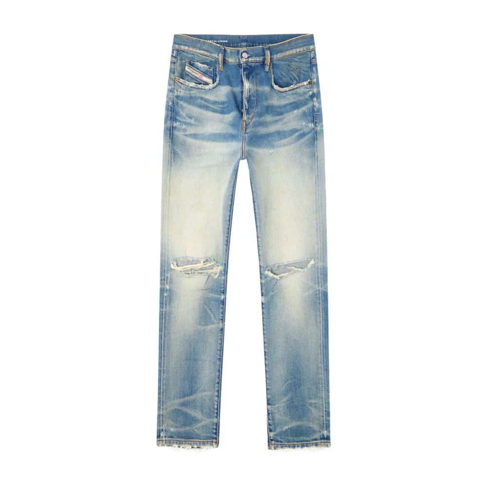 Diesel Blauwe Stretch-Katoen Denim Tapered Jeans Blue Heren