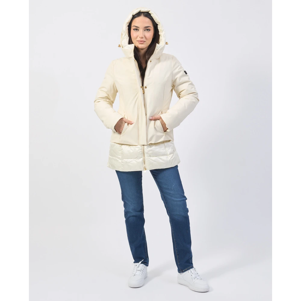 YES ZEE Ivoor Gewatteerde Hoodiejas Beige Dames