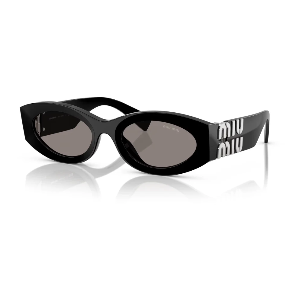 Miu Miu Grey Woman Mu 11Ws 0Mu 11Ws 16K80q Sunglasses Acetate Black Round Normal - Image 4