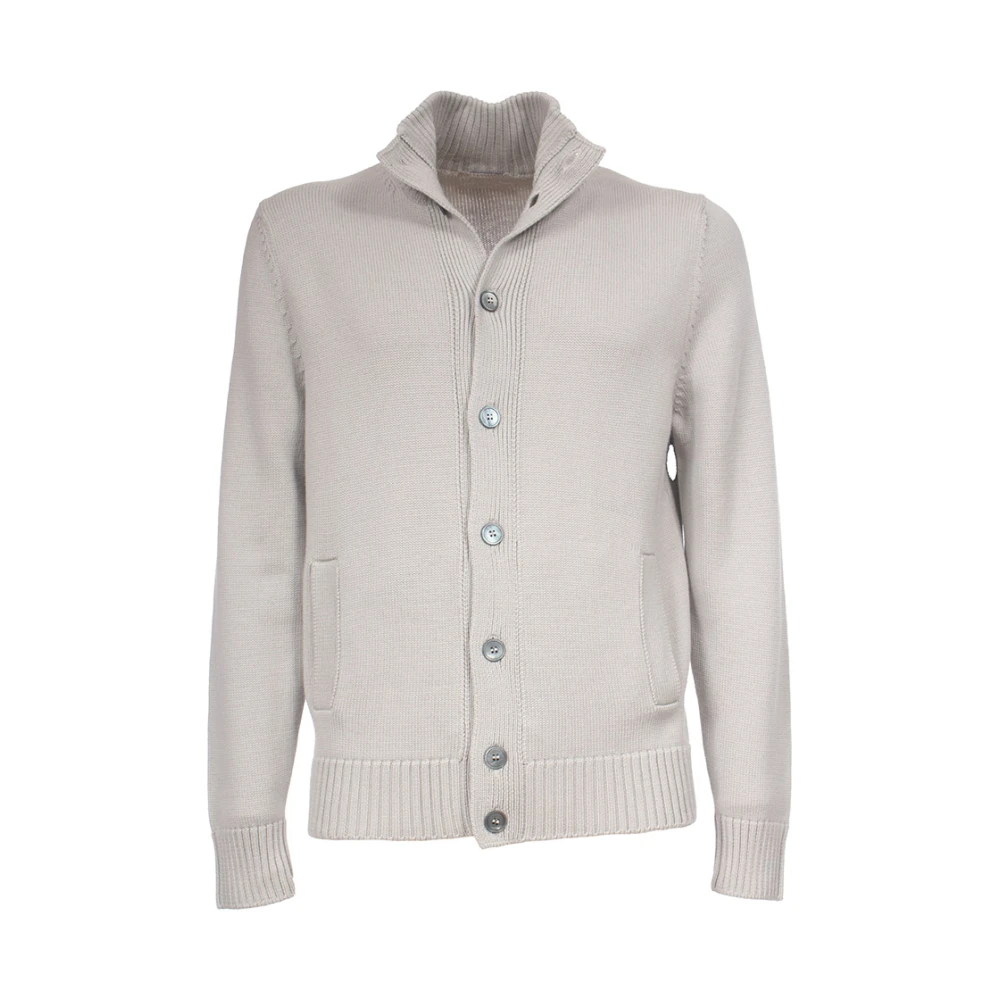 Gran Sasso Geribbelde wollen cardigan met knoopsluiting Gray Heren