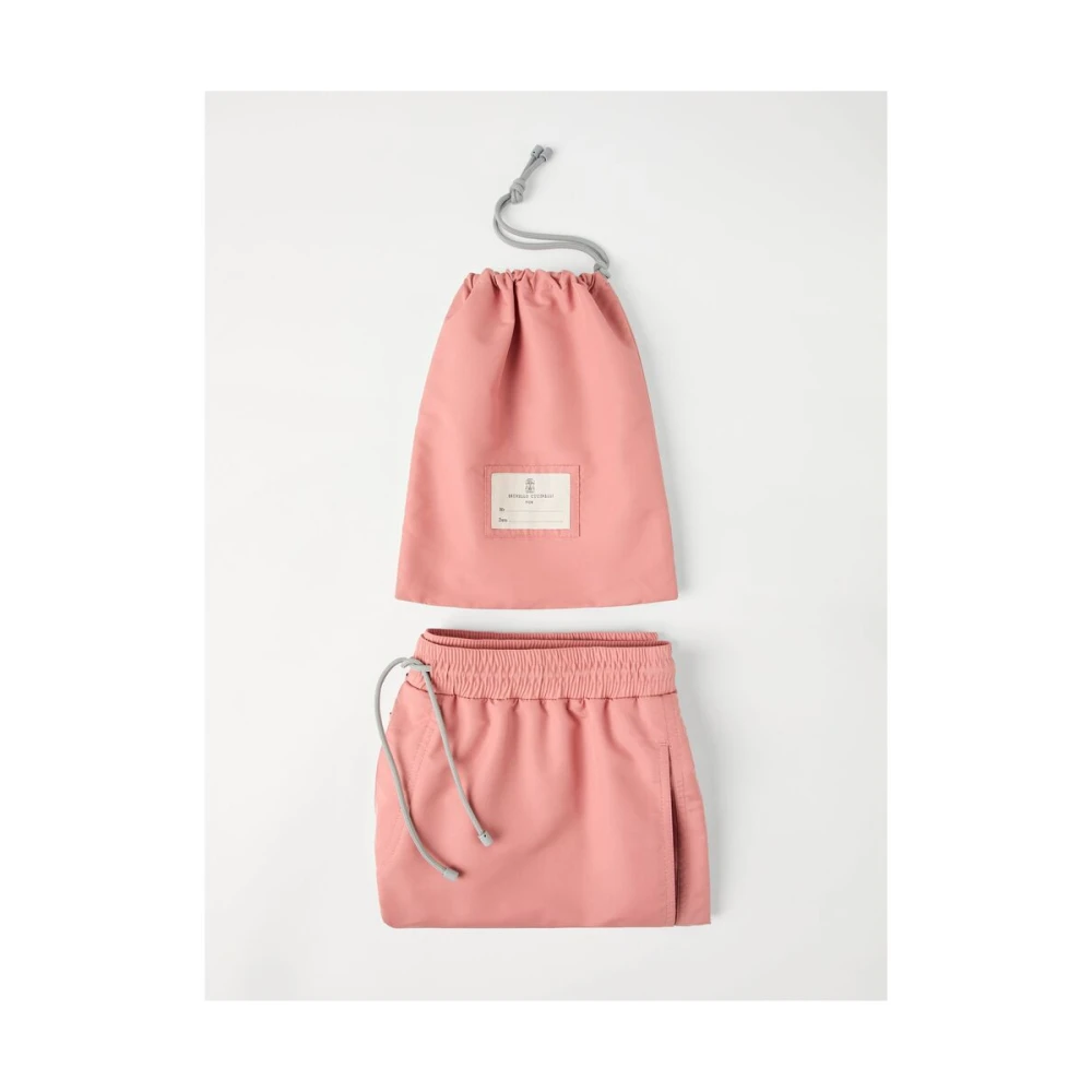 BRUNELLO CUCINELLI Zalmroze Beachwear met Trekkoord Tailleband Pink Heren