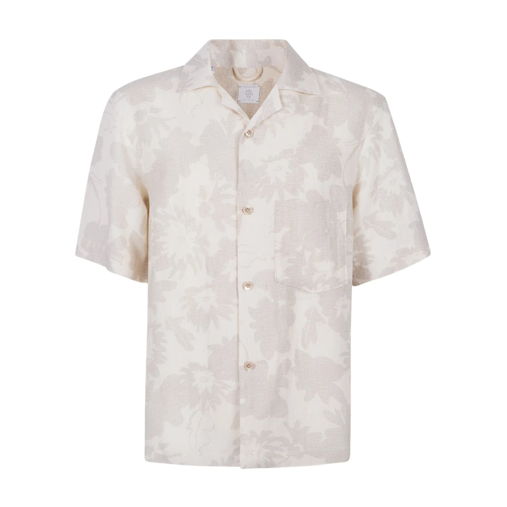 Eleventy Men's Beige Bowling Collar Short Sleeve Shirt - Short Sleeve Shirts - Xl - Shirts