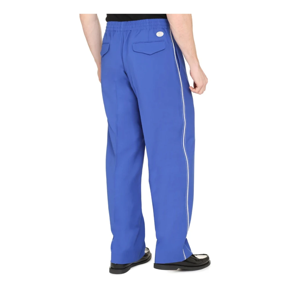 Gucci Wollen broek met logo detail achteraan Blue Heren
