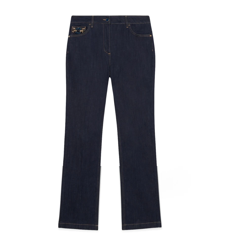 Oltre Rinse-Blue Regular Jeans met Gesp Blue Dames