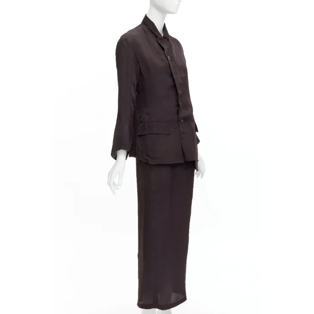 Yohji Yamamoto Pre-owned Silk dresses Brown Dames