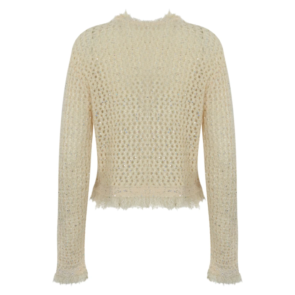 Twinset Jacquard Gebreide Trui met Franjes White Dames