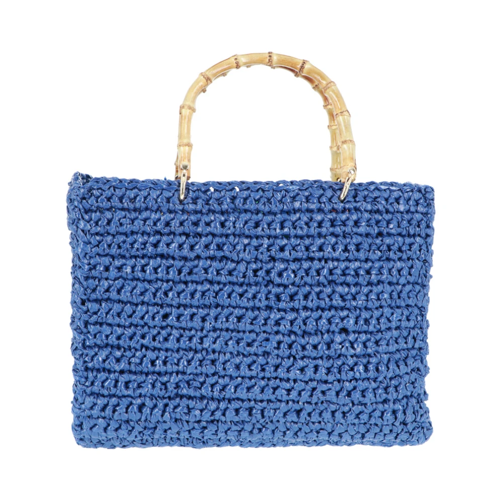Chica London Bambuhandtag Flätad Design Väska Blue, Dam