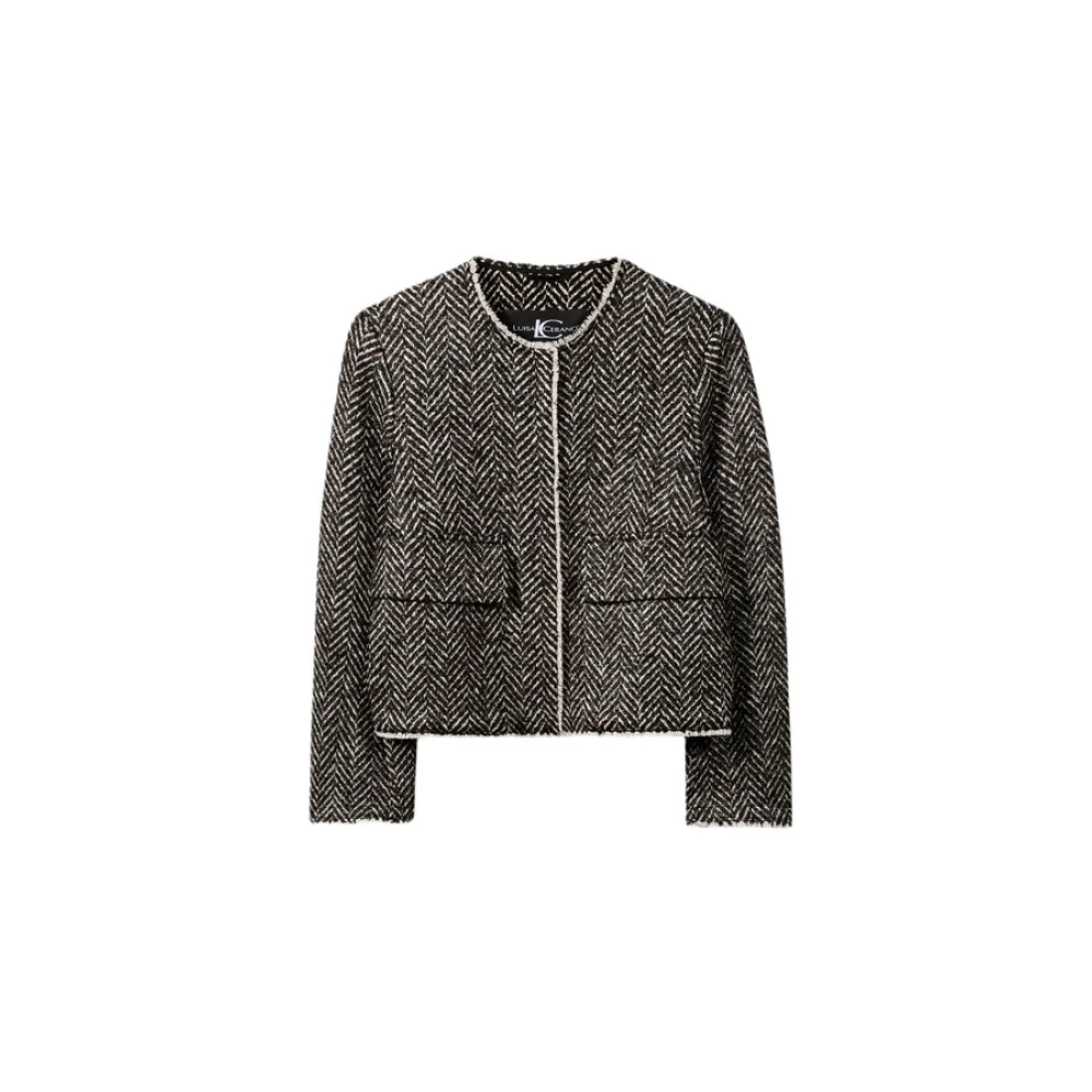 LUISA CERANO Korte Tweedjas met Franjes Multicolor Dames