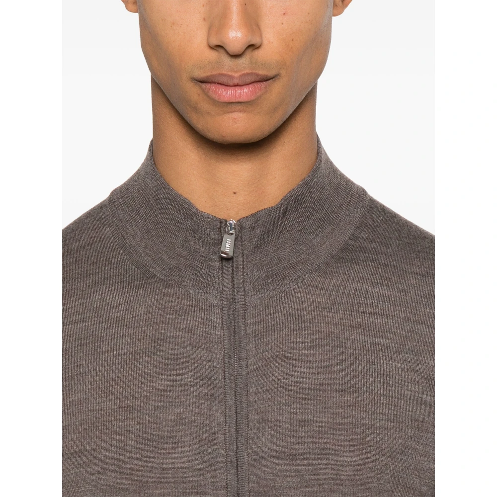 Fedeli Wol Zip Sweater Favonio Open Style Brown Heren