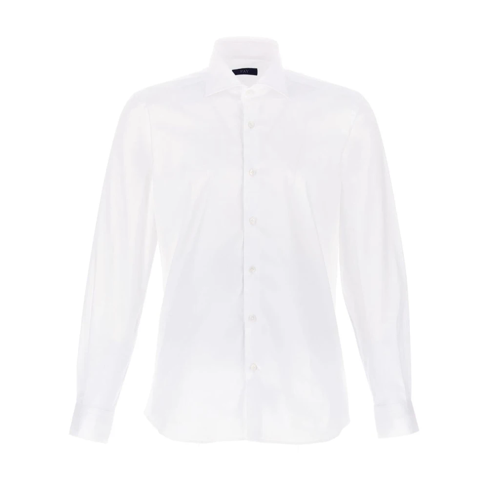 Fay Witte Button-Up Overhemd Cutaway Kraag White Heren