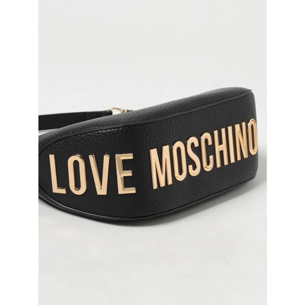 Love Moschino Zwarte Synthetische Schoudertas met Metalen Rits Black Dames