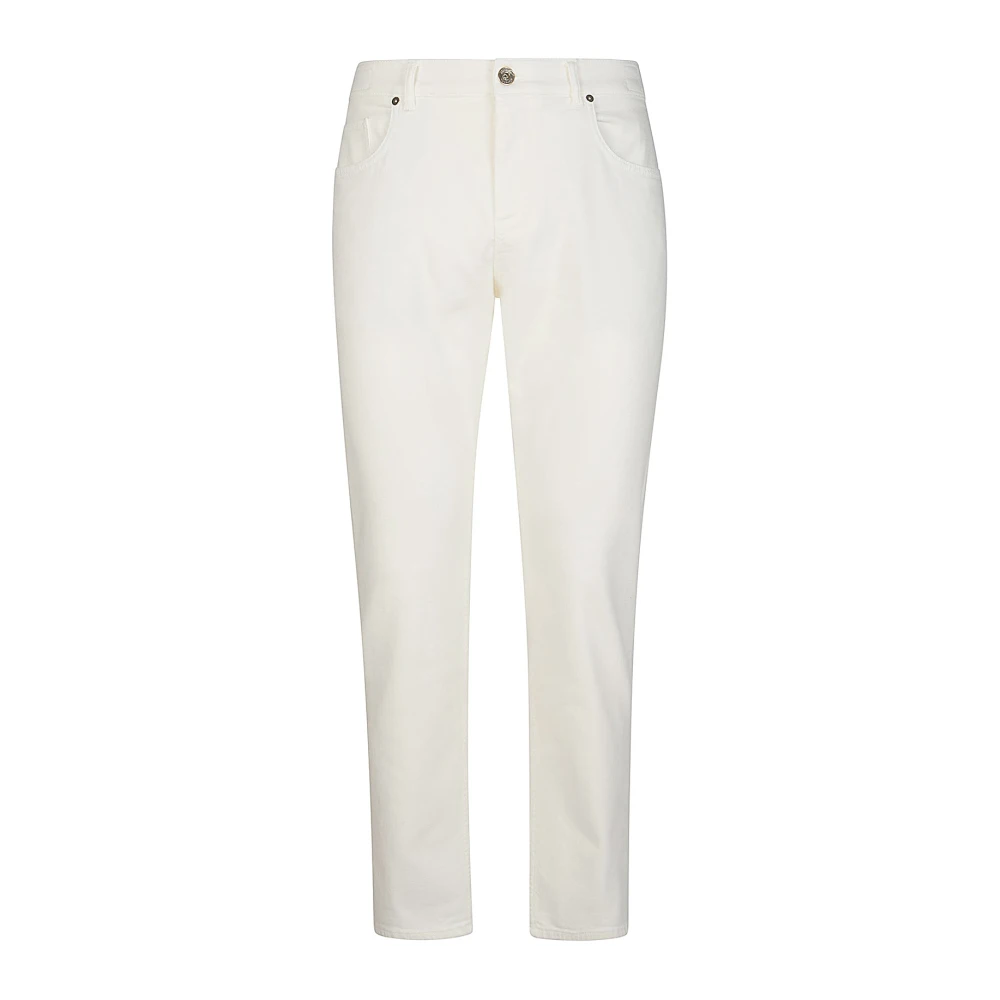 Eleventy Men's White Regular Fit Denim Lyocell Trousers - Slim Fit Jeans - W38 - Jeans