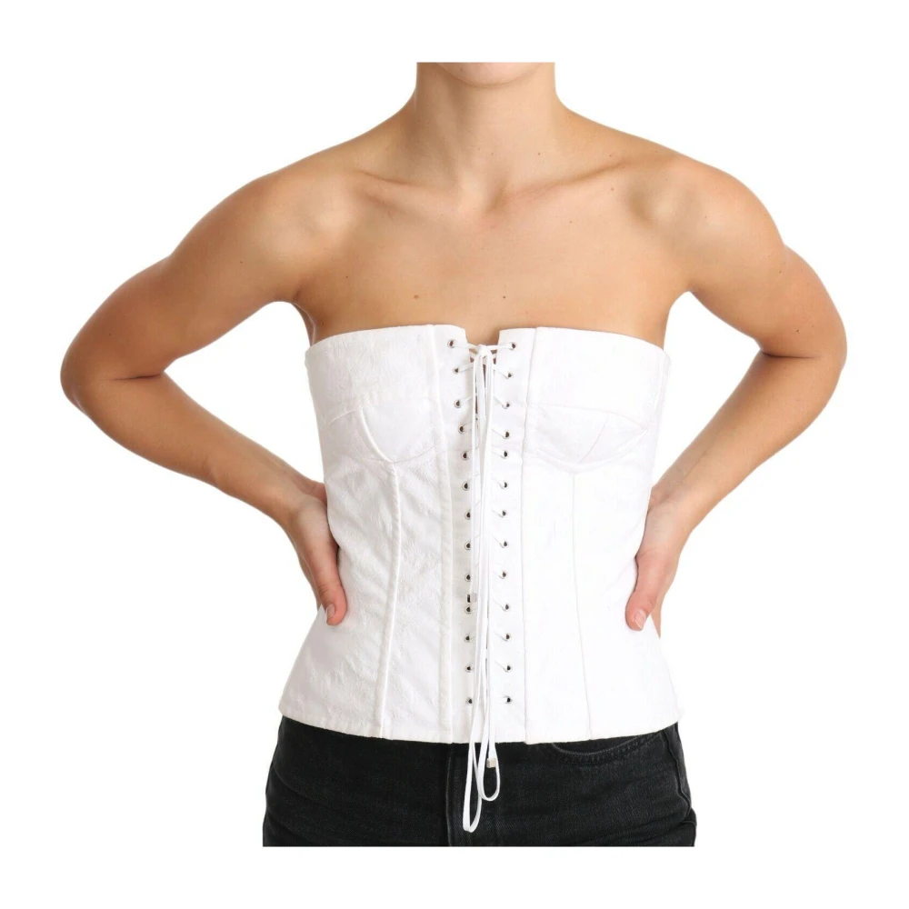 Dolce & Gabbana Women's White Strapless Bustier Corset Top