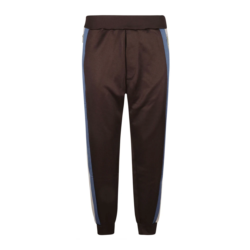 Dsquared2 Bruine broek met elastische taille en grijze en blauwe strepen Brown Heren