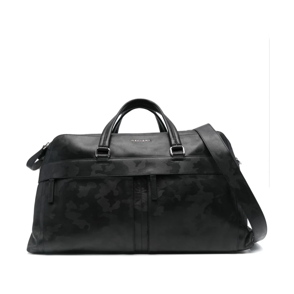 Orciani Mannelijk Zwart Tassen Heren, One Size, Leer, Micron Duffle Bag