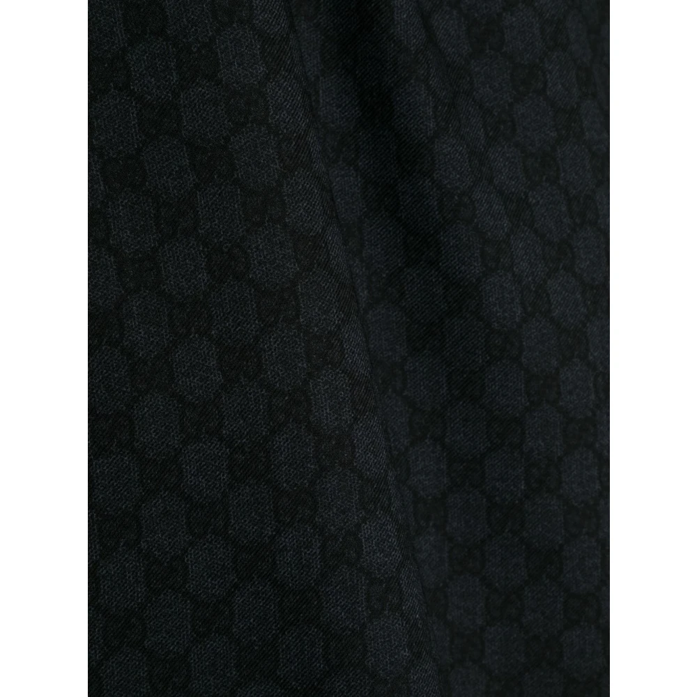 Gucci Zwarte Wollen Sjaal met Interlocking-G Logo Black Heren